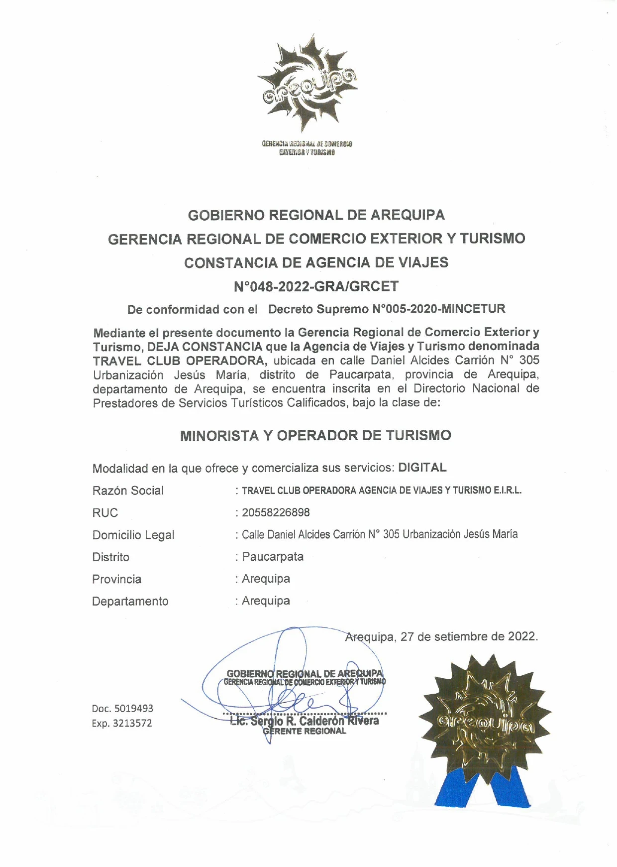Operador Autorizado MINCETUR